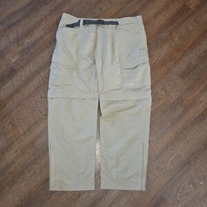 The North Face Convertible Cargo Pants Mens XL Khaki Belted Hike Outdoor 38x29